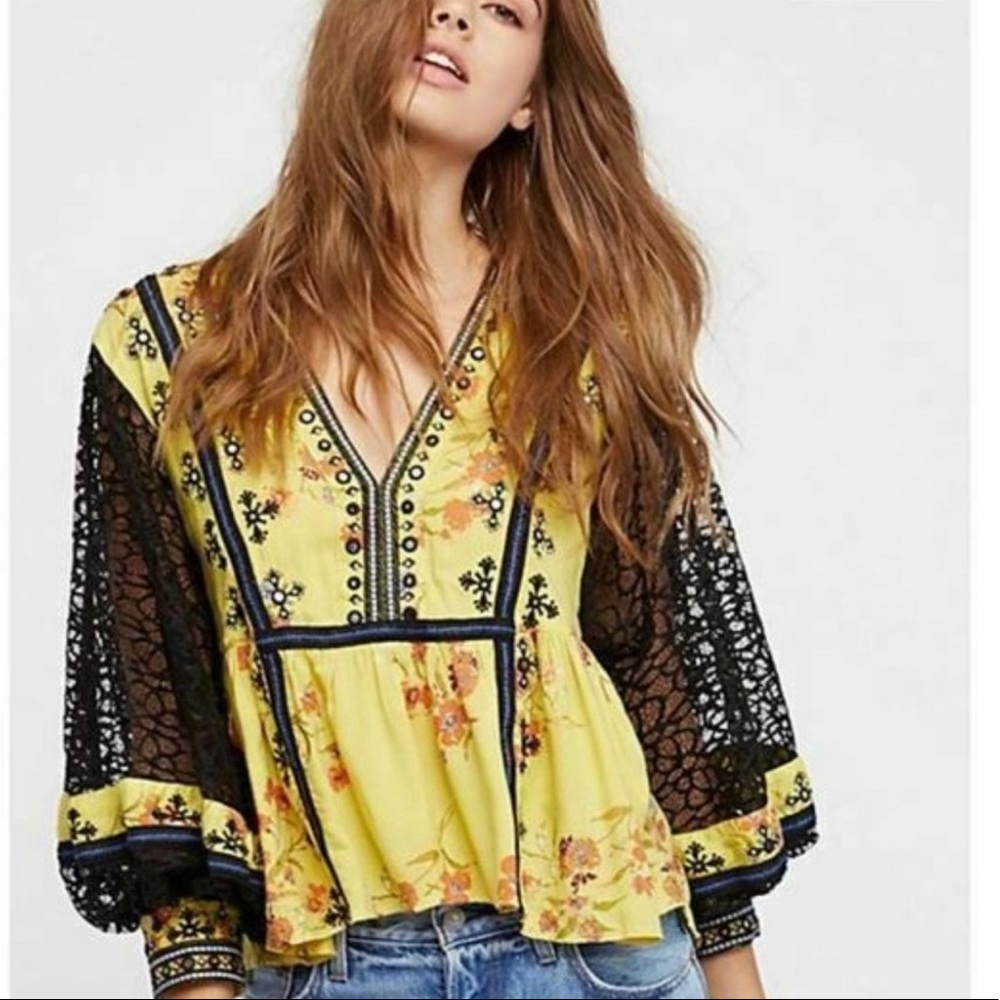 Free People Boogie All Night Embellished Top, size XS - oversized